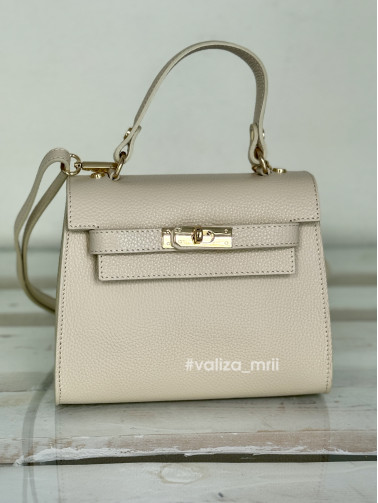 Сумка крос-боді шкіряна Італія - 02733 - бежевий