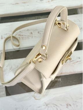 Сумка крос-боді шкіряна Італія - 02733 - бежевий