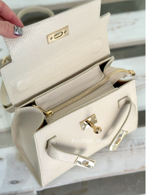 Сумка крос-боді шкіряна Італія - 02733 - бежевий