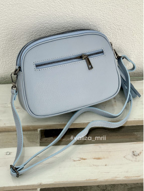 Сумка кросс-боди из натуральной кожи 03106 - голубой