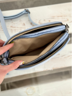 Сумка кросс-боди из натуральной кожи 03106 - голубой