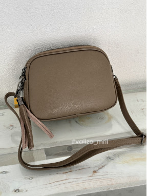 Сумка крос-боді з натуральної шкіри 03106 - темний тауп