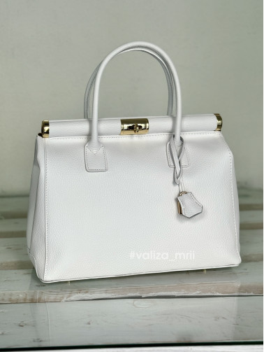 Вместительная сумка из натуральной кожи 03201 - белый