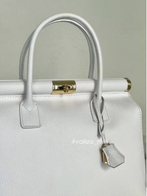 Вместительная сумка из натуральной кожи 03201 - белый