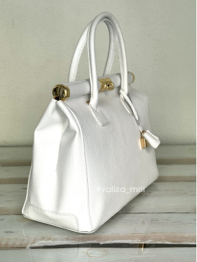 Вместительная сумка из натуральной кожи 03201 - белый