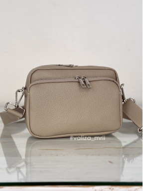 Сумка крос-боді з шкіряним ремінцем - Kira 03283 - капучіно