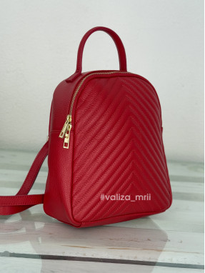 Рюкзак из натуральной кожи Италия 03354 - красный