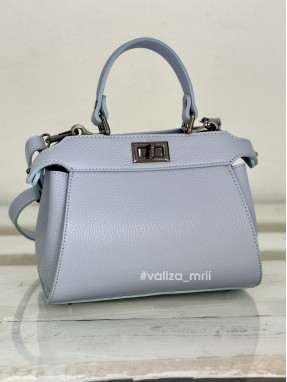 Сумка кросс-боди кожаная Италия - 03736 - голубой