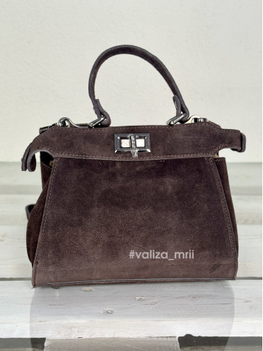Сумка кросс-боди натуральная замша Италия - 03736 - шоколад