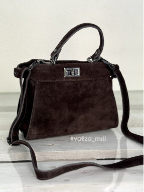 Сумка кросс-боди натуральная замша Италия - 03736 - шоколад