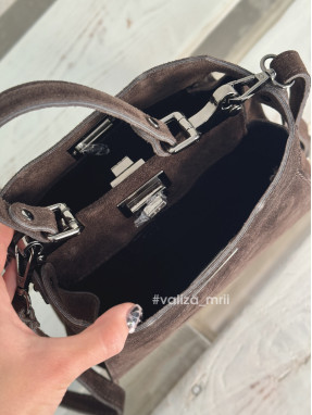 Сумка кросс-боди натуральная замша Италия - 03736 - шоколад