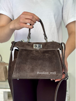 Сумка кросс-боди натуральная замша Италия - 03736 - шоколад
