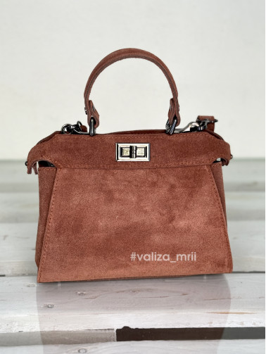Сумка крос-боді натуральна замша Італія - 03736 - темно-рудий