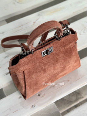 Сумка крос-боді натуральна замша Італія - 03736 - темно-рудий