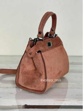 Сумка крос-боді натуральна замша Італія - 03736 - темно-рудий