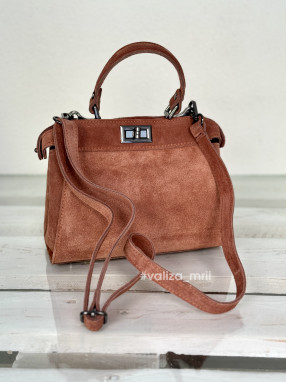 Сумка крос-боді натуральна замша Італія - 03736 - темно-рудий