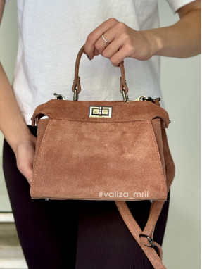 Сумка крос-боді натуральна замша Італія - 03736 - темно-рудий
