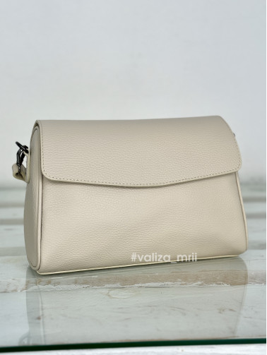 Сумка кросс-боди кожаная Италия - 03834 - бежевый