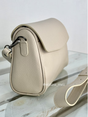 Сумка кросс-боди кожаная Италия - 03834 - бежевый