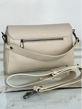 Сумка кросс-боди кожаная Италия - 03834 - бежевый