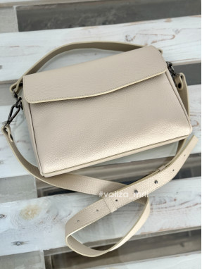 Сумка кросс-боди кожаная Италия - 03834 - бежевый