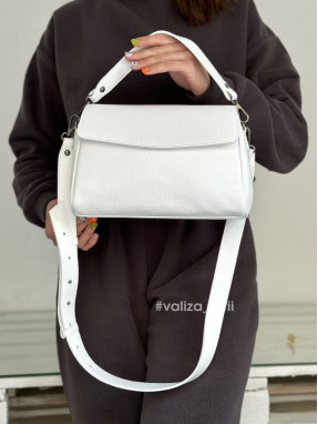 Сумка кросс-боди кожаная Италия - 03834 - белый