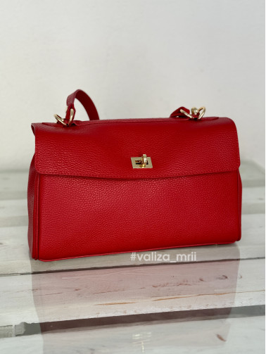 Сумка через плече натуральна шкіра Італія 03835 - червоний