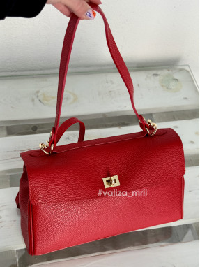 Сумка через плече натуральна шкіра Італія 03835 - червоний