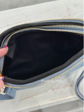 Сумка кросс-боди из натуральной кожи 03912 - джинсовый