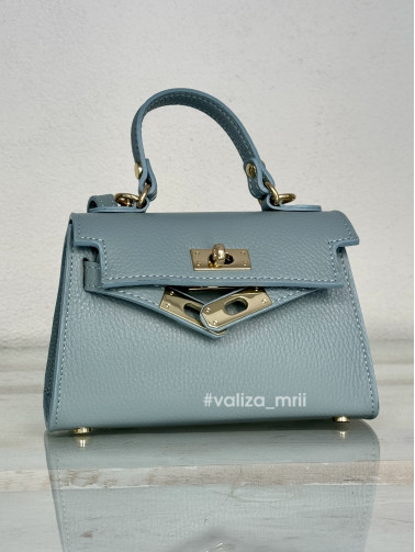 Сумка крос-боді шкіряна Італія - 03930 - блакитний