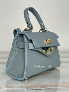 Сумка крос-боді шкіряна Італія - 03930 - блакитний