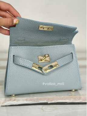 Сумка крос-боді шкіряна Італія - 03930 - блакитний