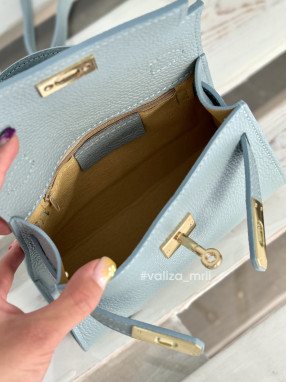 Сумка крос-боді шкіряна Італія - 03930 - блакитний