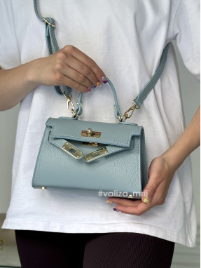 Сумка крос-боді шкіряна Італія - 03930 - блакитний