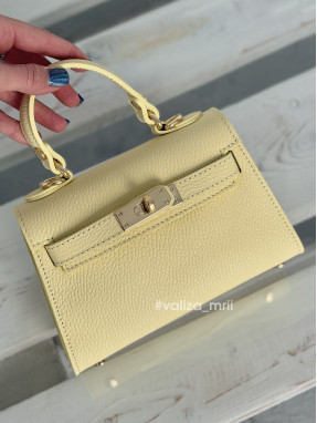 Сумка кросс-боди кожаная Италия - 03930 - светло-желтый