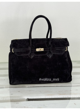 Сумка вмістка натуральна замша Італія 04039 - чорний