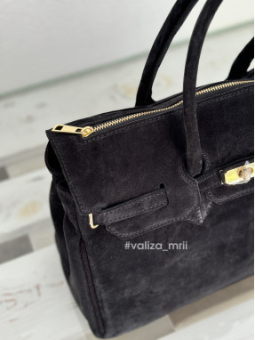 Сумка вмістка натуральна замша Італія 04039 - чорний
