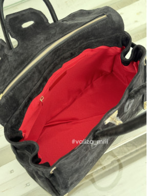 Сумка вмістка натуральна замша Італія 04039 - чорний