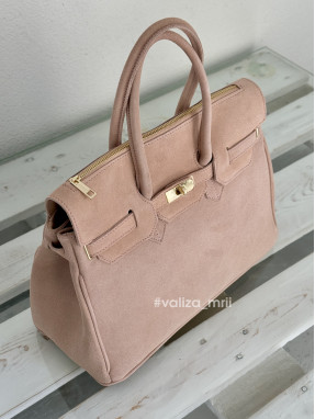 Сумка вместительная натуральная замша Италия 04039 - пудра