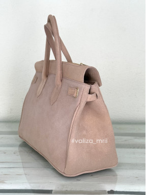 Сумка вместительная натуральная замша Италия 04039 - пудра