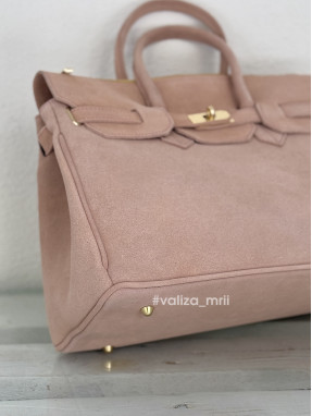 Сумка вместительная натуральная замша Италия 04039 - пудра