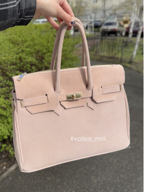 Сумка вместительная натуральная замша Италия 04039 - пудра