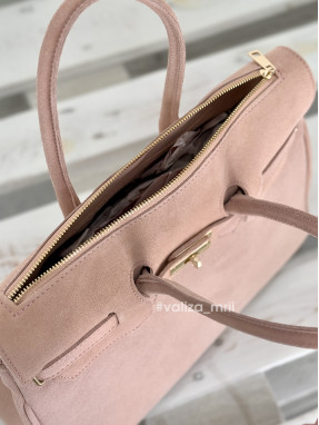 Сумка вместительная натуральная замша Италия 04039 - пудра