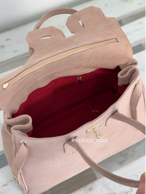 Сумка вместительная натуральная замша Италия 04039 - пудра