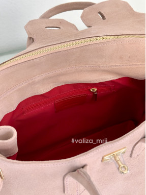 Сумка вместительная натуральная замша Италия 04039 - пудра