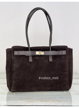 Сумка з натуральної замші Італія 04082 - шоколад