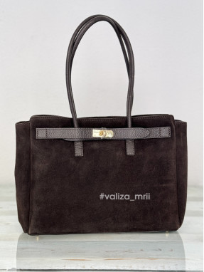 Сумка з натуральної замші Італія 04082 - шоколад