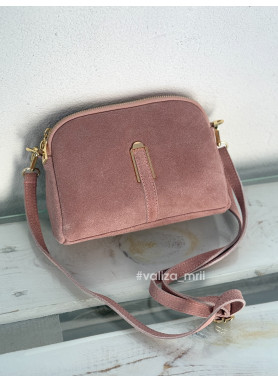 Сумка крос-боді з натуральної замші 04103 - пудра