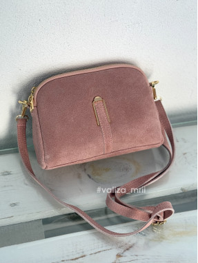 Сумка кросс-боди из натуральной замши 04103 - пудра