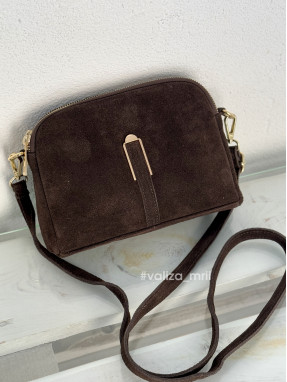Сумка крос-боді з натуральної замші 04103 - шоколад